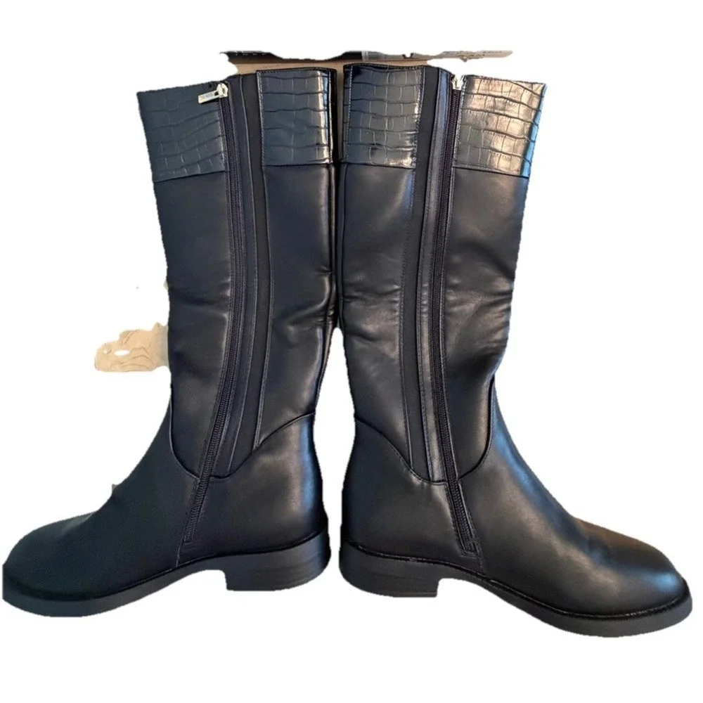 Leather Like Knee high riding boots jones new york Minnella boots, croc embossed